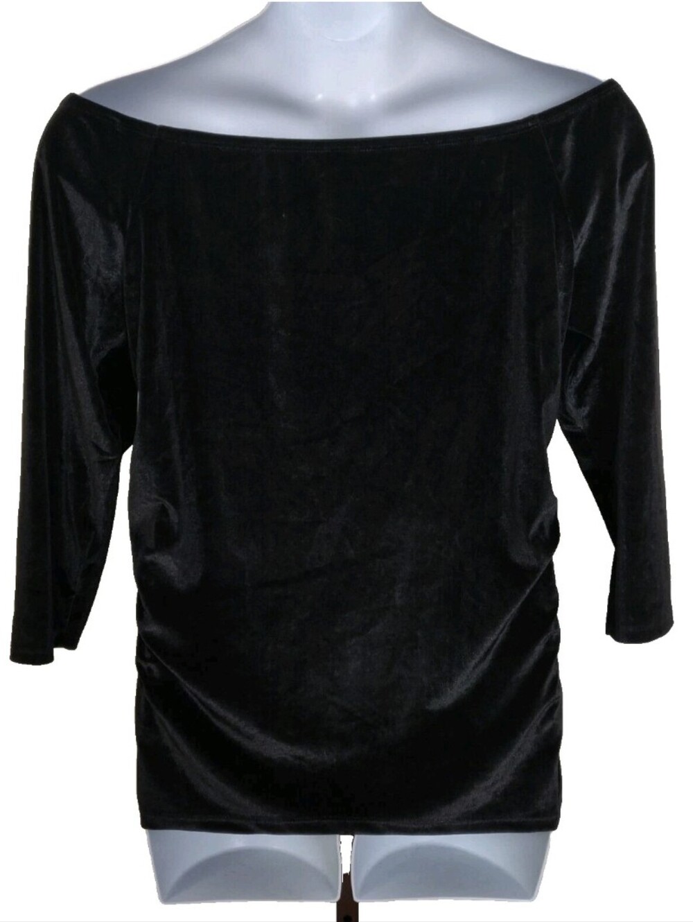 Torrid Women's Size 2 2X Black Velvet Shirred Front Off Shoulder Top NWT - Picture 4 of 9